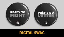 digital swag - ready to fight buttons