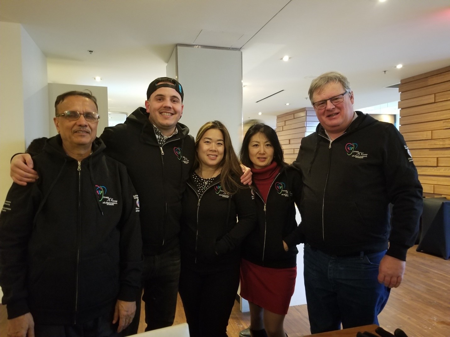 PIPSC AV Group Stewards: L to R Krishna Gautham, Andrew Wigmore, Olivia Leung, Natalia Kim and Mark Walton 