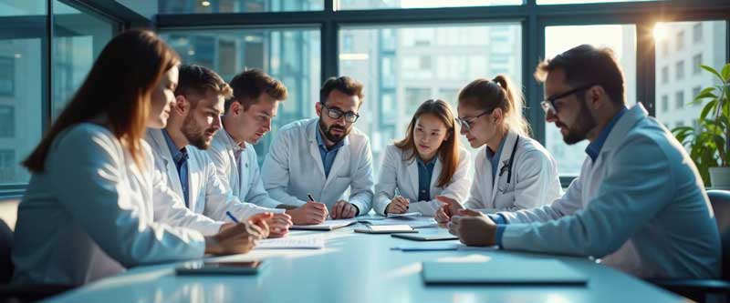 Scientists around a table