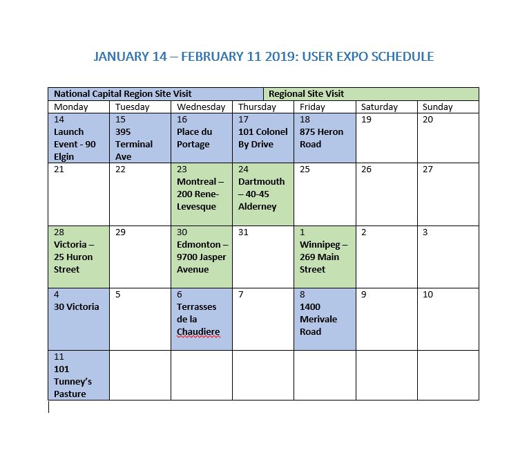 User Expo Schedule