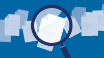 Blue image with magnifying glass