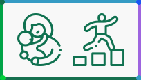 Icons of a woman holding a baby and a stick figure climbing blocks